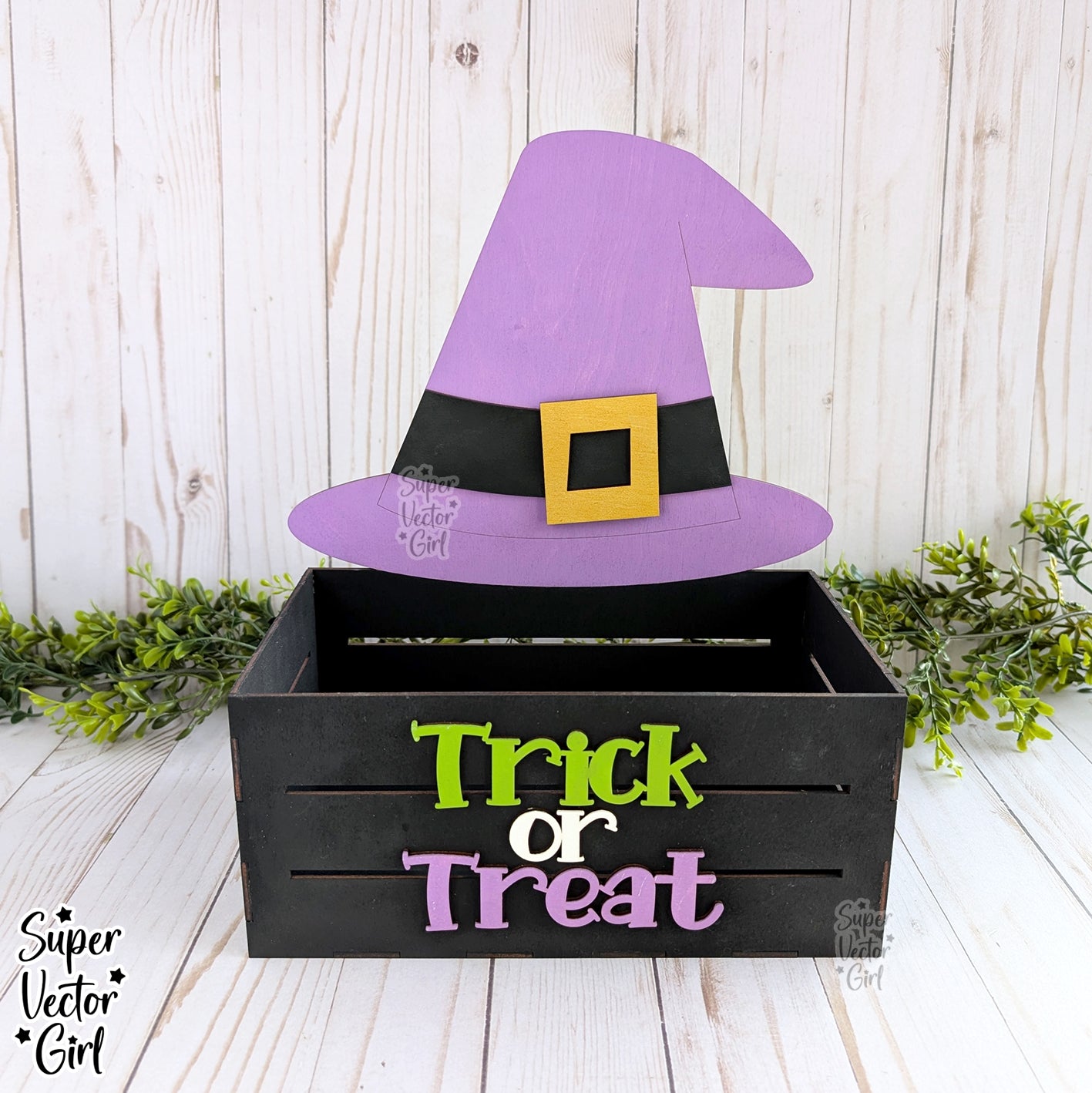 Witch Hat Halloween Crate, Spooky Mini Basket, Candy Box, Boo Bucket, Trick or Treat Storage, SVG Laser Cut File Files, Shelf Sitter, Home Decor Decoration, Fall