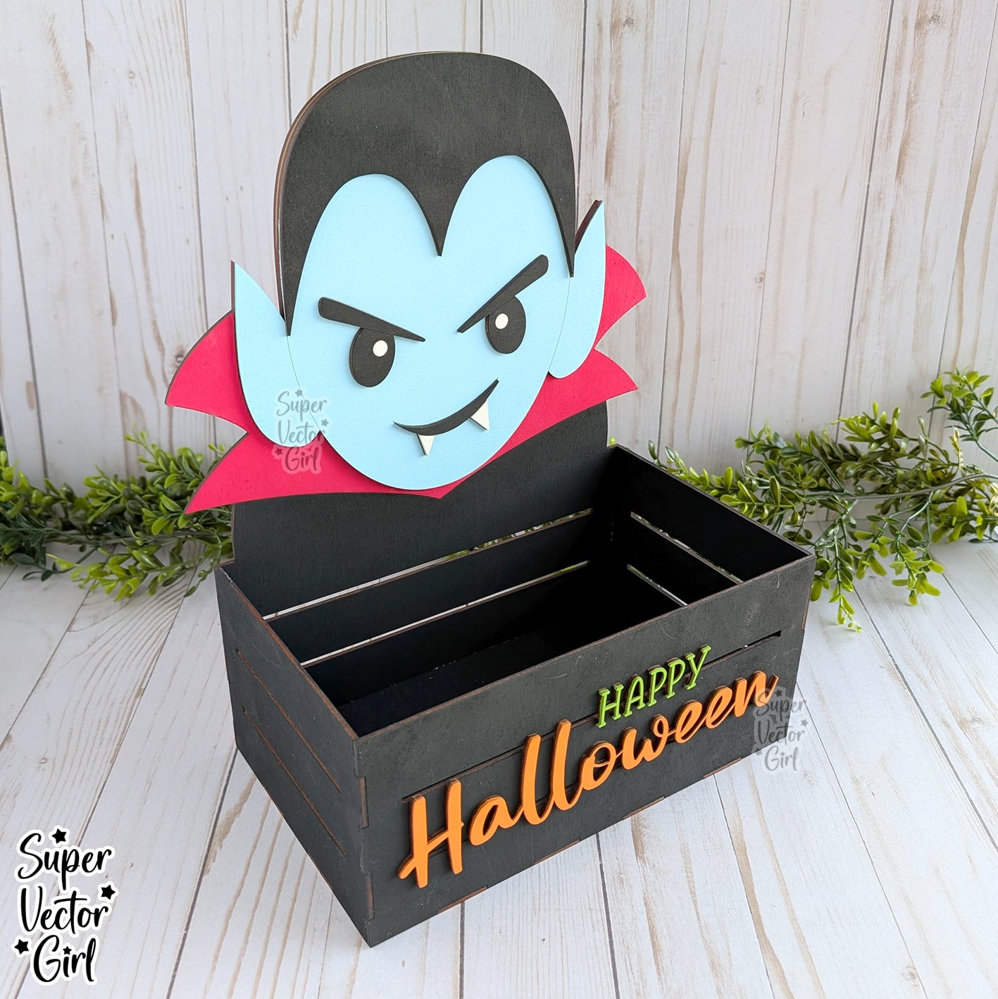 Vampire Halloween Crate, Monster Mini Basket, Candy Box, Boo Bucket, Trick or Treat Storage, SVG Laser Cut File Files, Shelf Sitter, Home Decor Decoration, Fall