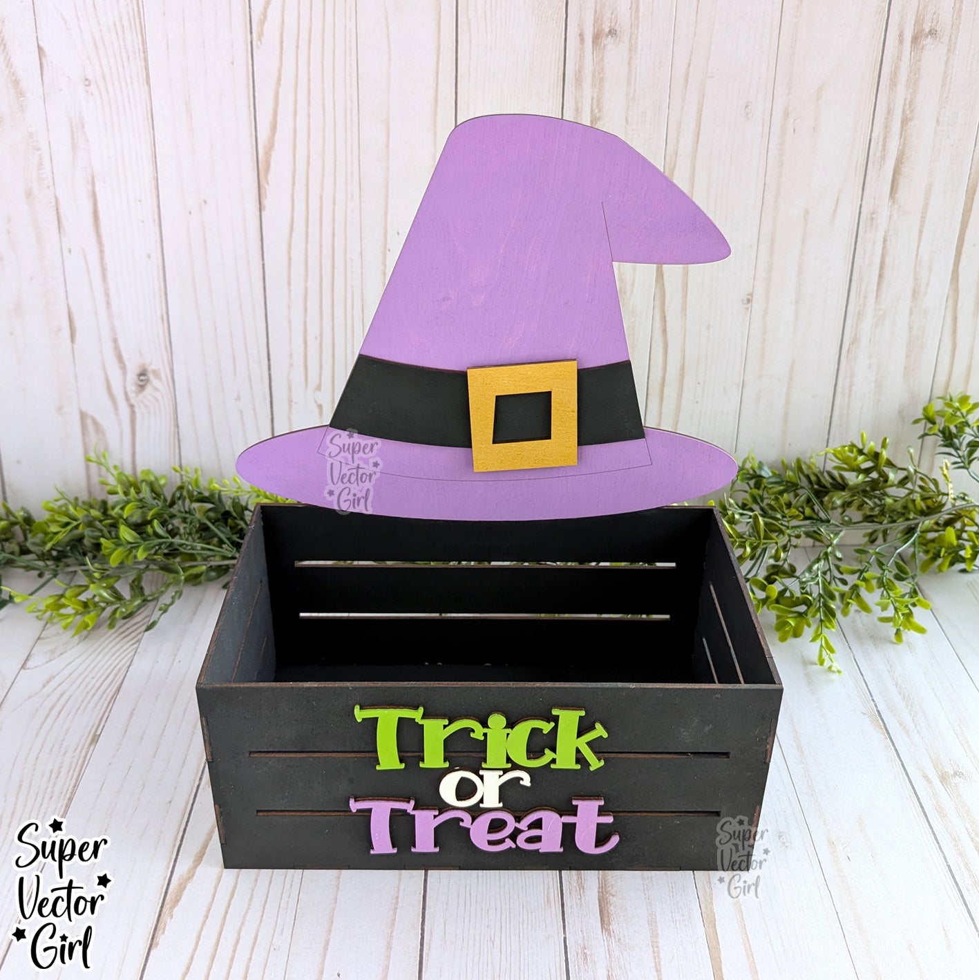 Witch Hat Halloween Crate, Spooky Mini Basket, Candy Box, Boo Bucket, Trick or Treat Storage, SVG Laser Cut File Files, Shelf Sitter, Home Decor Decoration, Fall