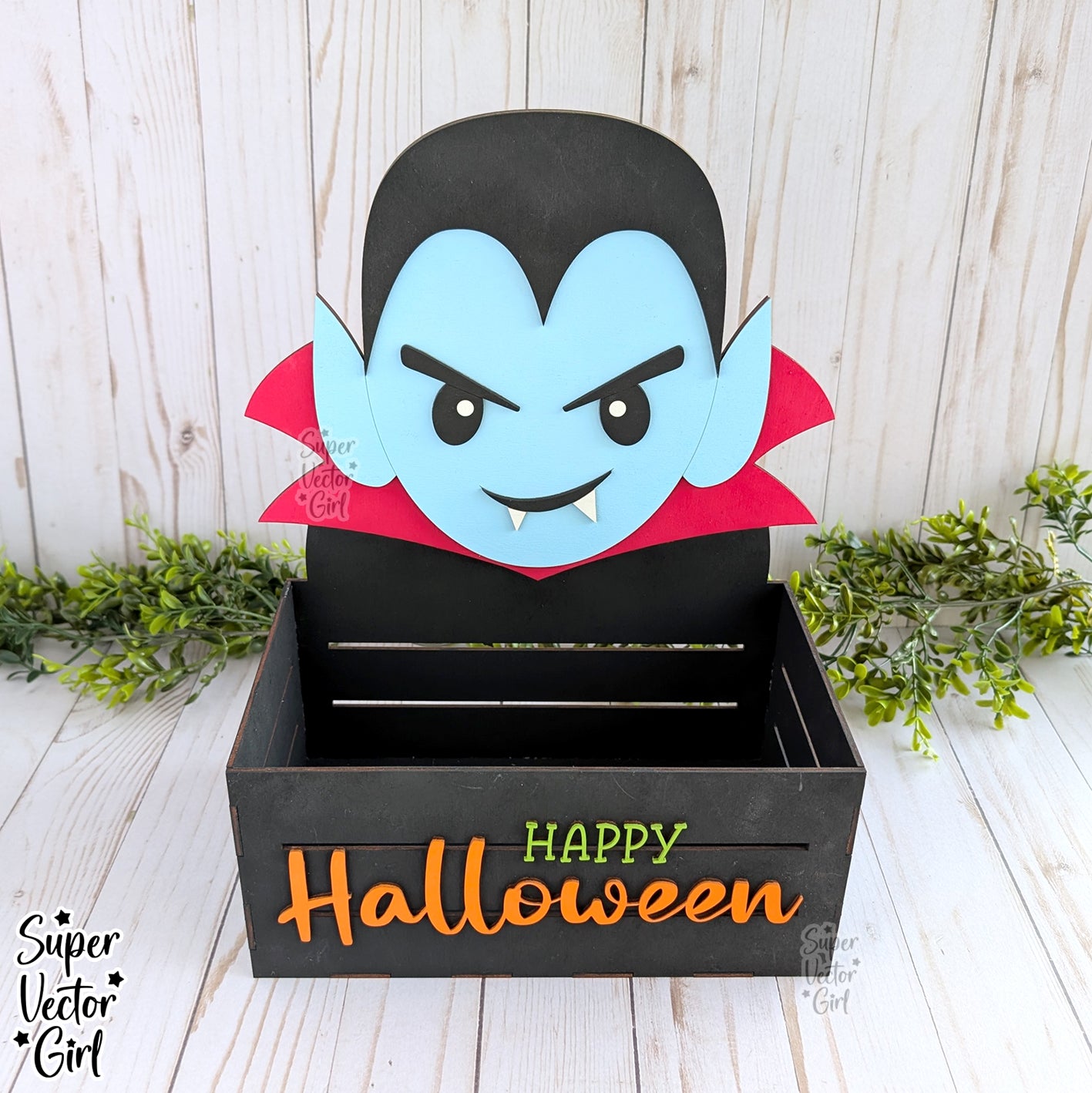Vampire Halloween Crate, Monster Mini Basket, Candy Box, Boo Bucket, Trick or Treat Storage, SVG Laser Cut File Files, Shelf Sitter, Home Decor Decoration, Fall
