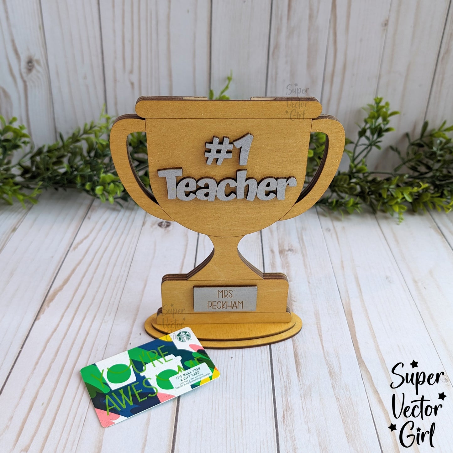 Teacher Appreciation Gift Trophy, Gift Card Holder, DIY Personalized Teacher Award, SVG File, Laser Cut File files, School Staff Gift, Money Giftcard Holder