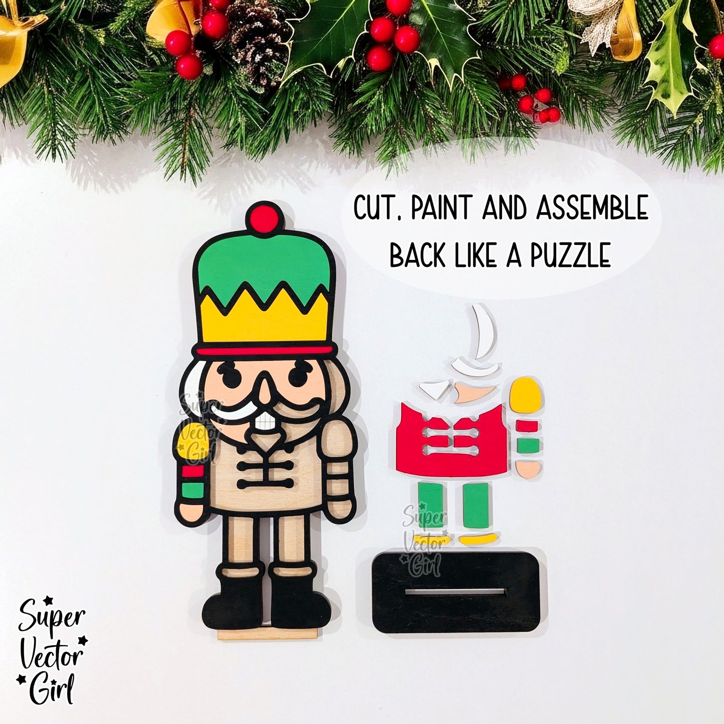 Nutcracker Shelf Sitter, Christmas Decor Sign, SVG, Laser Cut File Files, Porch Sign, Accent Home Decor, Table Mantle Decoration, Winter Holidays