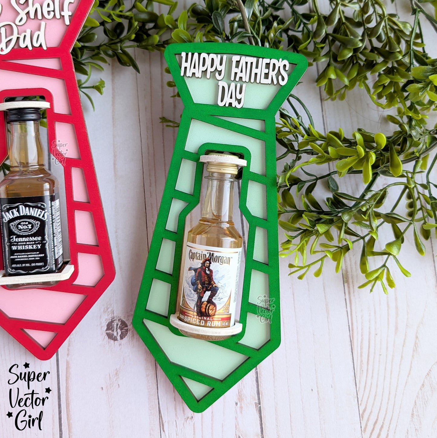Dad Neck Tie Shot Bottle Shooter Holder, SVG, Laser Cut File, Mini Alcohol Gift, Small Round or Square Booze Bottle Shot Shooters, Alcohol 50 ML Shooters, Mini Liquor Holder, Father's Day Gift
