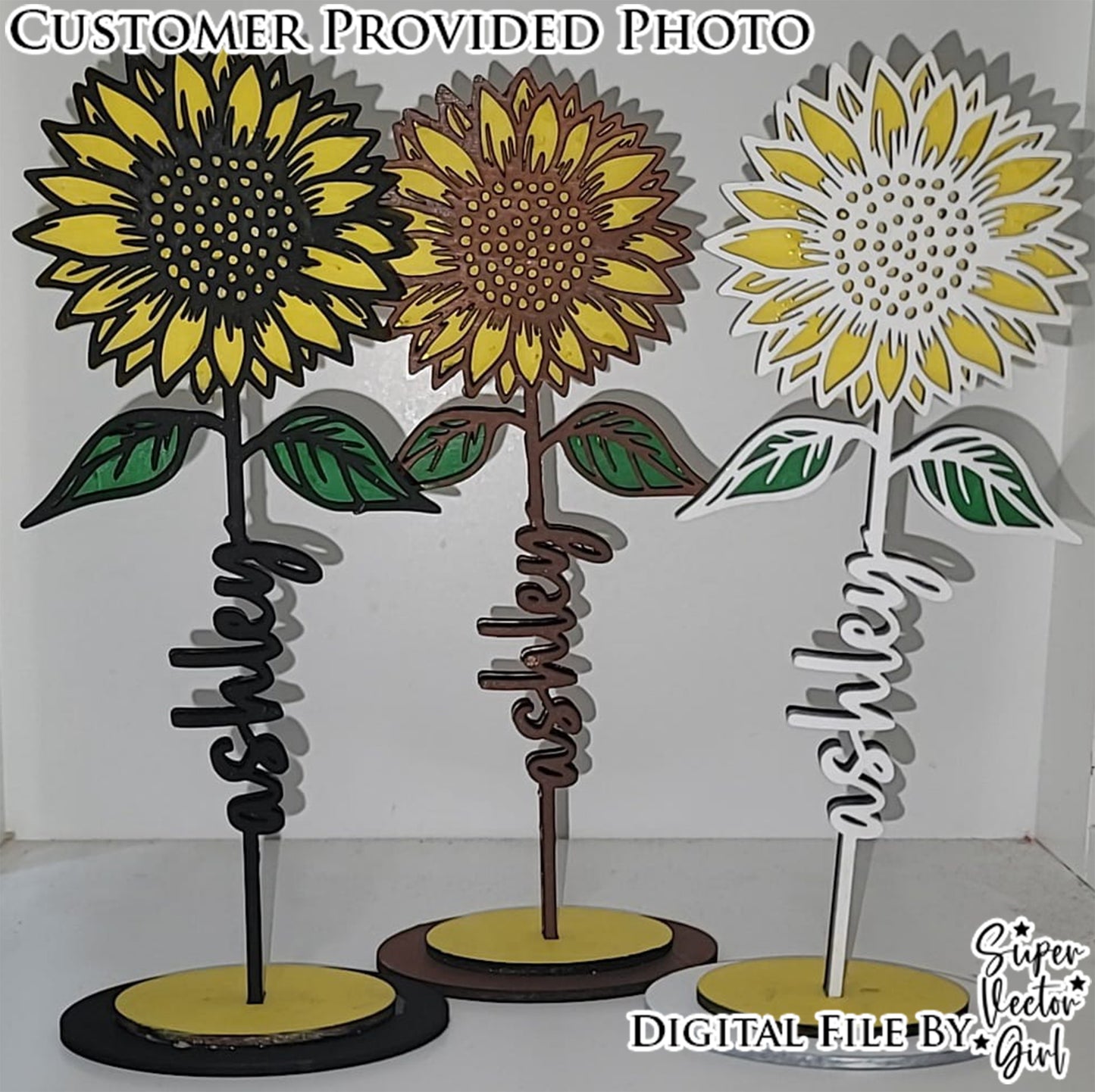 Sunflower with Stand SVG Laser Cut File, Mother's Day Mom Valentine's Day Anniversary Birthday Digital xTool Glowforge files Flower Love Name Gift