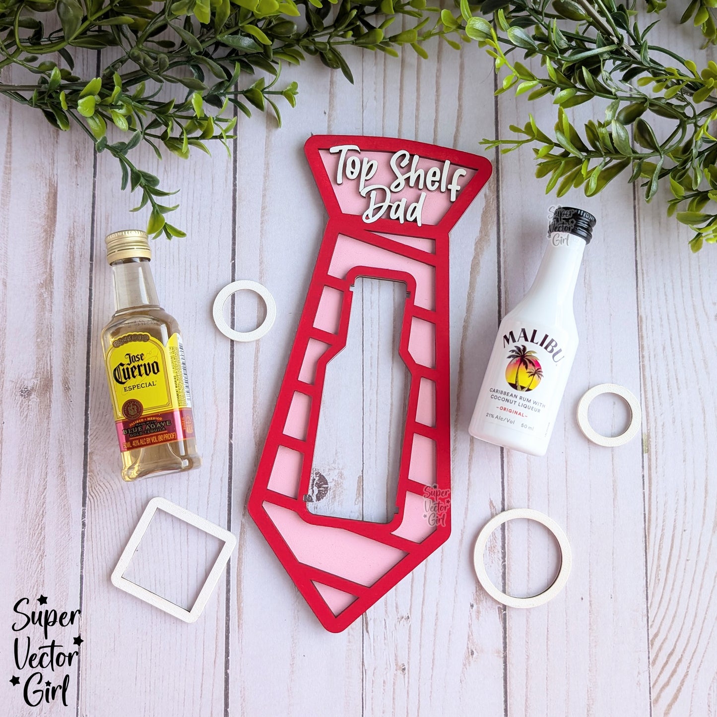 Dad Neck Tie Shot Bottle Shooter Holder, SVG, Laser Cut File, Mini Alcohol Gift, Small Round or Square Booze Bottle Shot Shooters, Alcohol 50 ML Shooters, Mini Liquor Holder, Father's Day Gift