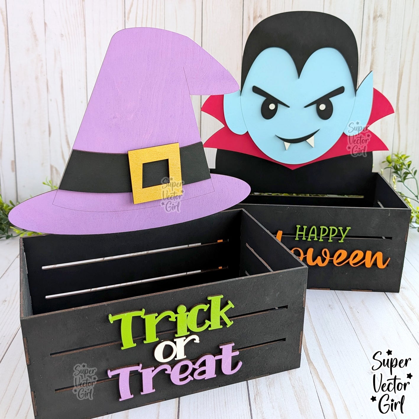 Witch Hat Halloween Crate, Spooky Mini Basket, Candy Box, Boo Bucket, Trick or Treat Storage, SVG Laser Cut File Files, Shelf Sitter, Home Decor Decoration, Fall