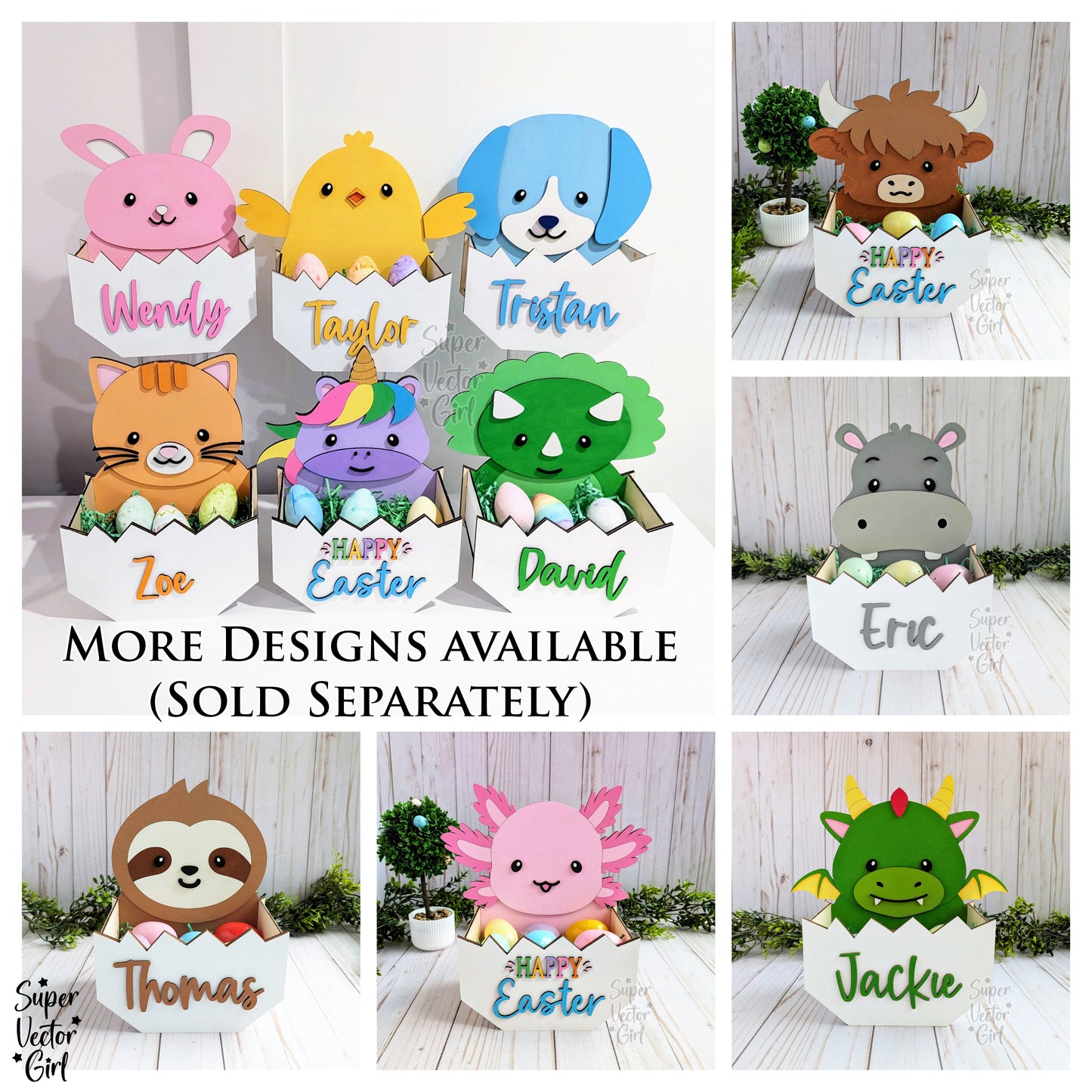 Axolotl Easter Basket Crate, Easter Treats Box, SVG, Laser Cut File, xTool Glowforge files, Cute salamander in egg, gift box, hatching, spring