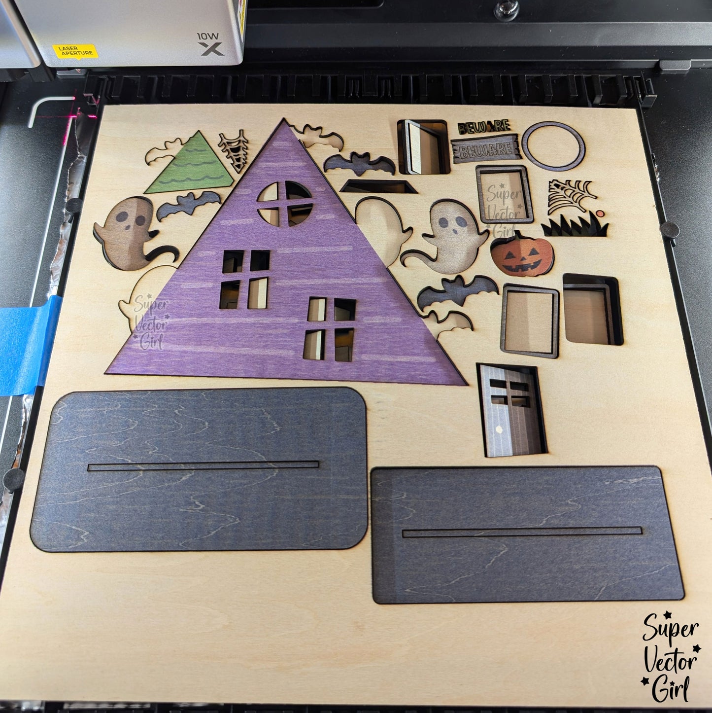 Beware the Haunted House for xTool M1 Ultra ONLY, SVG Laser Cut File Files, Shelf Sitter, Home Decor Decoration, Halloween, xTool M1 Ultra Inkjet Printer Project