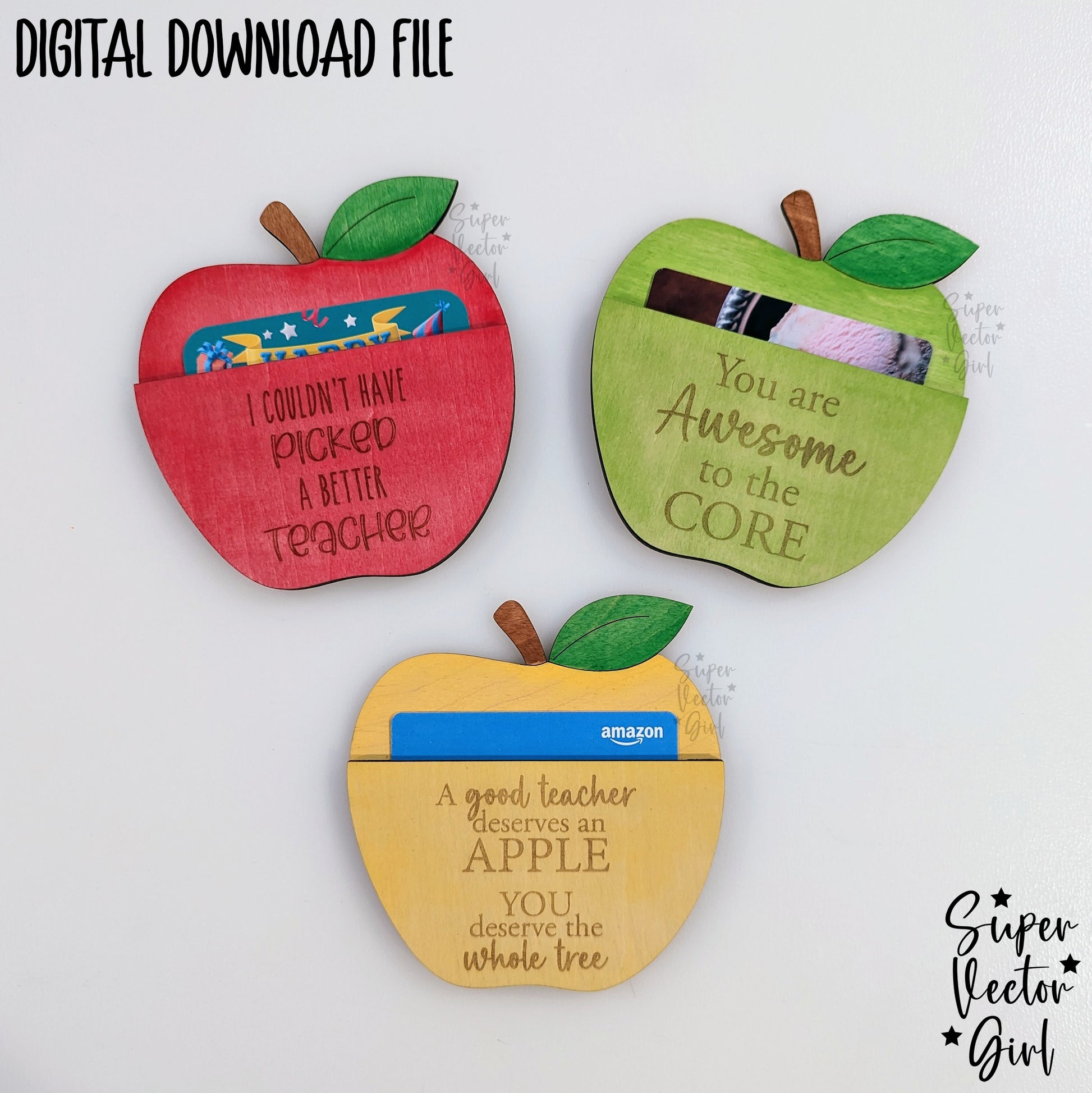 Teacher Apple Gift Card Holder SVG File, School Teacher Appreciation G – SuperVectorGirl