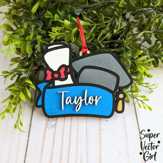 Graduation Christmas Ornament, SVG, Digital Laser Cut File files, Personalized Graduate Name Tag, Gift for Seniors, College Graduate High School Student Grad University