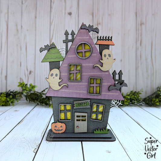 Beware the Haunted House for xTool M1 Ultra ONLY, SVG Laser Cut File Files, Shelf Sitter, Home Decor Decoration, Halloween, xTool M1 Ultra Inkjet Printer Project