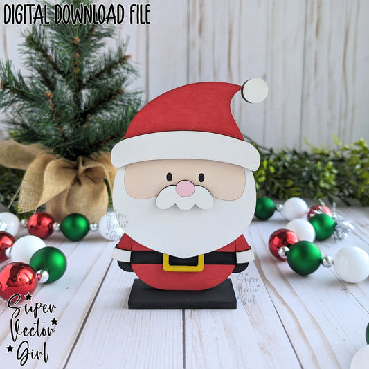 Cute Christmas Santa Shelf Sitter Sign, SVG, Laser Cut File, Glowforge xTool files, Porch Sign, Home Decor, Table Mantle Decoration, Winter Holidays