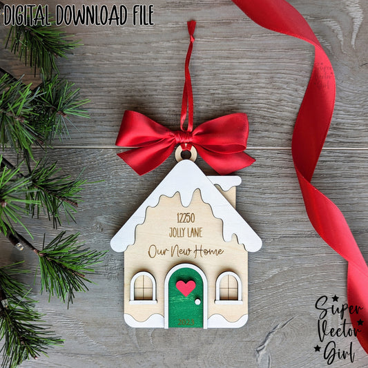 New Home Christmas Ornament, First Home, House Warming Gift, Realtor Agent Closing Gifts, Custom Personalized, SVG, Laser Cut File, 2024