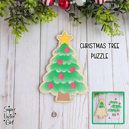 Christmas Tree Puzzle, SVG Digital Laser Cut File Files, Board Game, Kids Games, Holiday Gift, Educational Toddler Puzzles