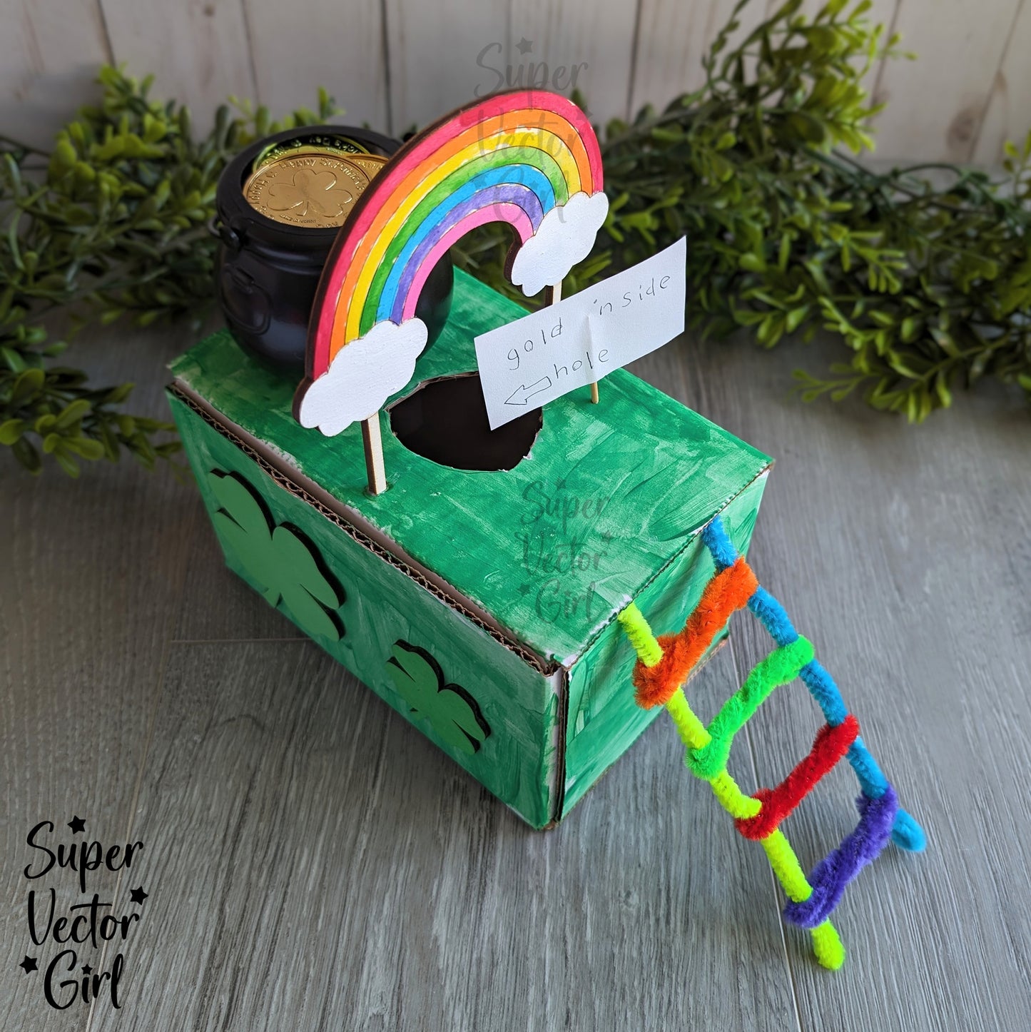 Rainbow Topper, SVG, Laser Cut File Files, Leprechaun Trap, St. Patrick's Day, Rainbow Birthday Cake Topper