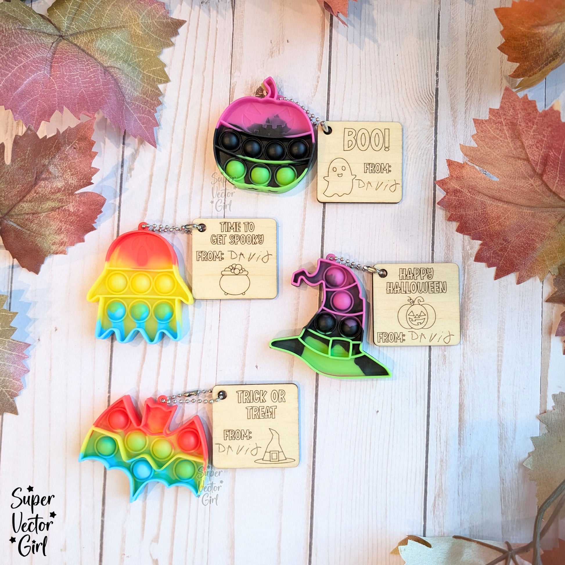 Halloween Favor Tags, Pop Fidget Toy, DIY, SVG, Digital Laser Cut