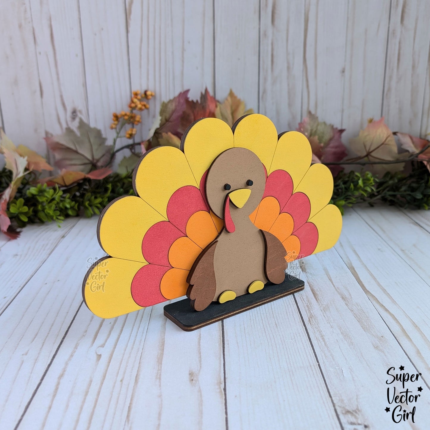 Turkey Shelf Sitter, Happy Thanksgiving Table Decoration Sign, SVG, Digital Laser Cut File files, Cute Turkey, Fall Home Decor, Craft for Kids