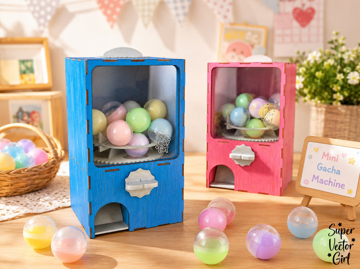 Gachapon Machine | Capsule Vending Machine | Every Turn Brings a Surprise, Laser Cut SVG File, Wooden Capsule Dispenser