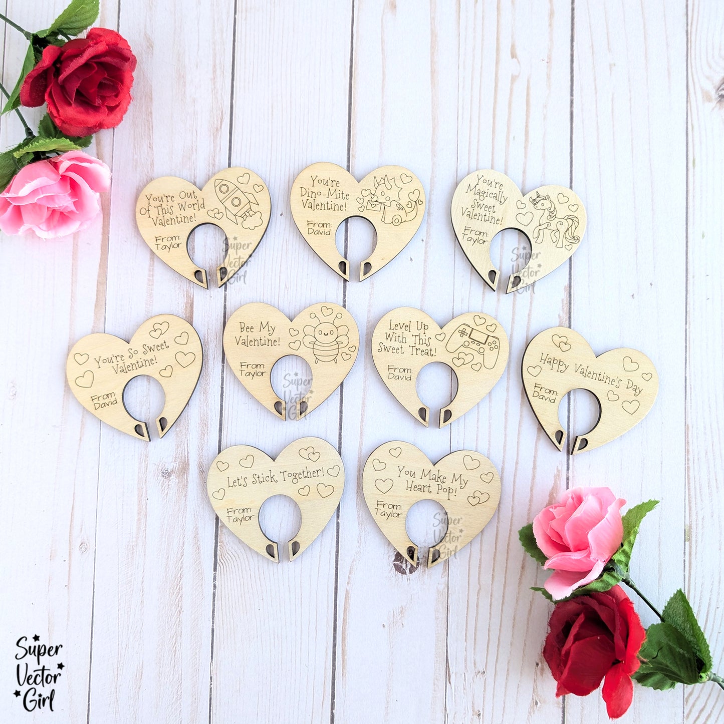 Valentine's Day Lollipop Holder Bundle Set SVG, Dum Dums Sucker Card Gift, Laser Cut File, Score and Cut, Wooden Classroom Valentine Exchange