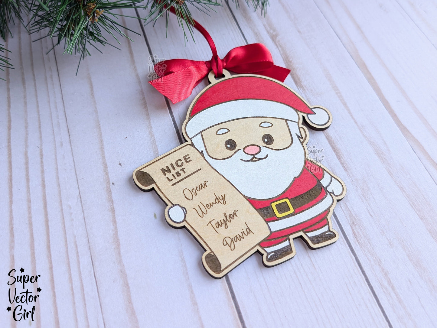 Santa's Nice List Family Christmas Ornament, Personalized Custom Names, SVG, Laser Cut File, xTool WeCreat files, 1st Christmas, Baby, Married, Mr. Mrs. Good Boy Girl