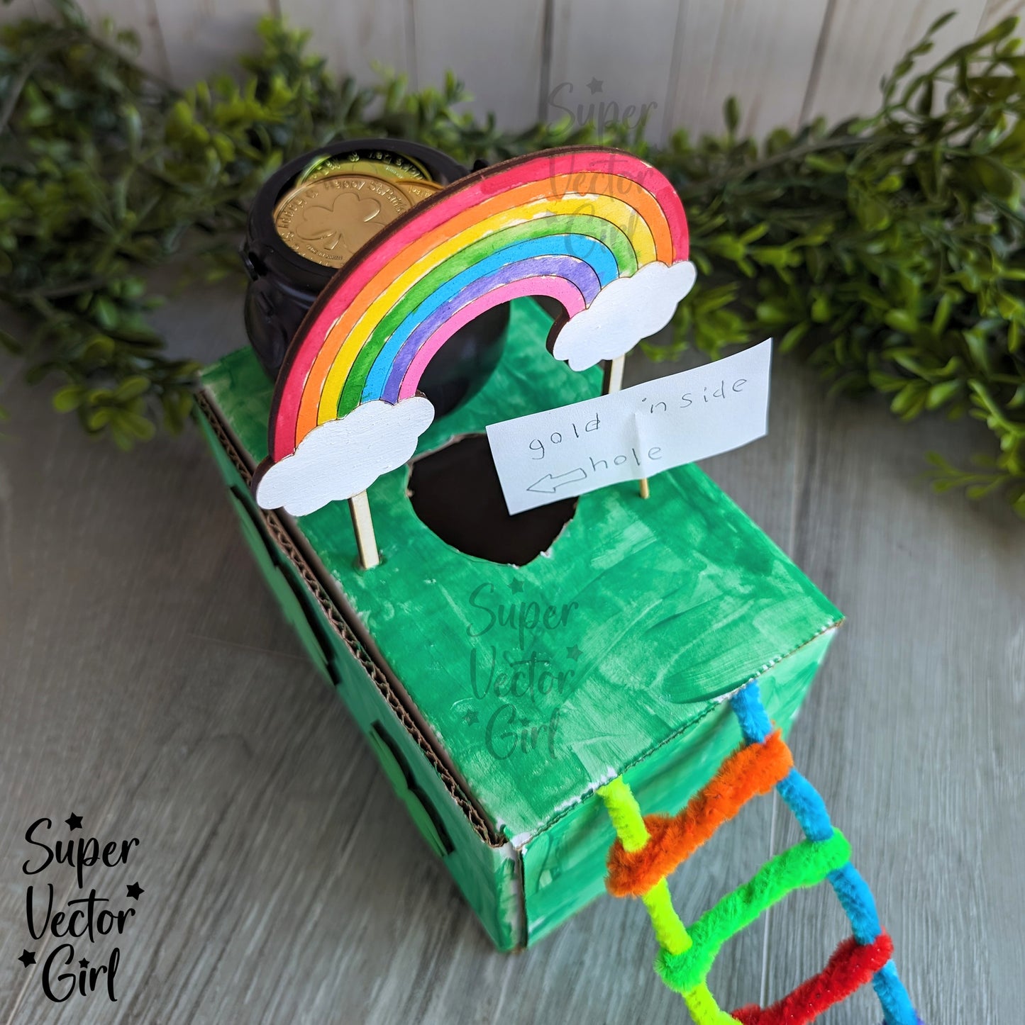 Rainbow Topper, SVG, Laser Cut File Files, Leprechaun Trap, St. Patrick's Day, Rainbow Birthday Cake Topper