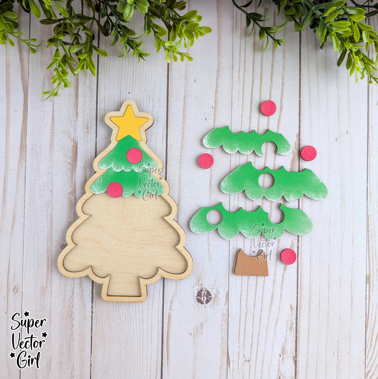 Christmas Tree Puzzle, SVG Digital Laser Cut File Files, Board Game, Kids Games, Holiday Gift, Educational Toddler Puzzles
