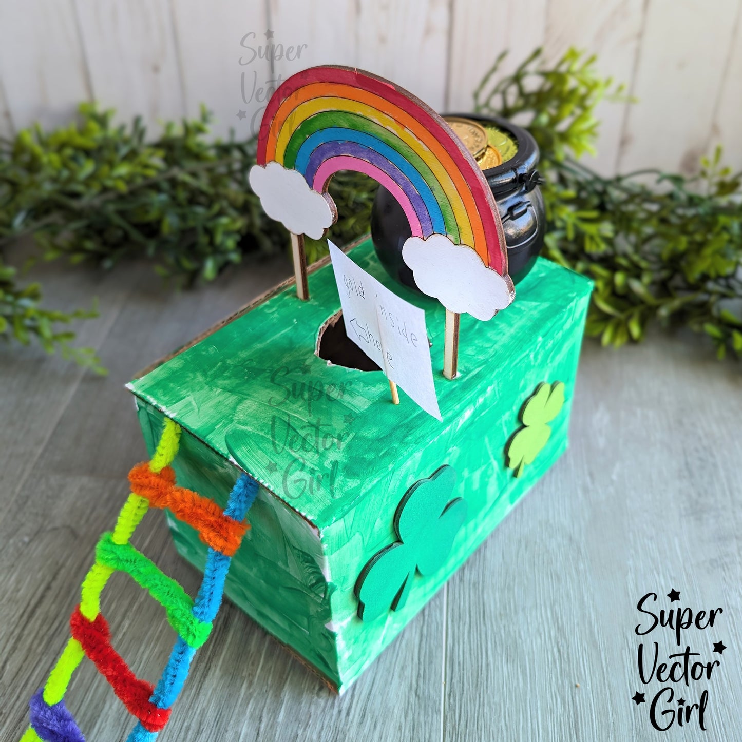 Rainbow Topper, SVG, Laser Cut File Files, Leprechaun Trap, St. Patrick's Day, Rainbow Birthday Cake Topper