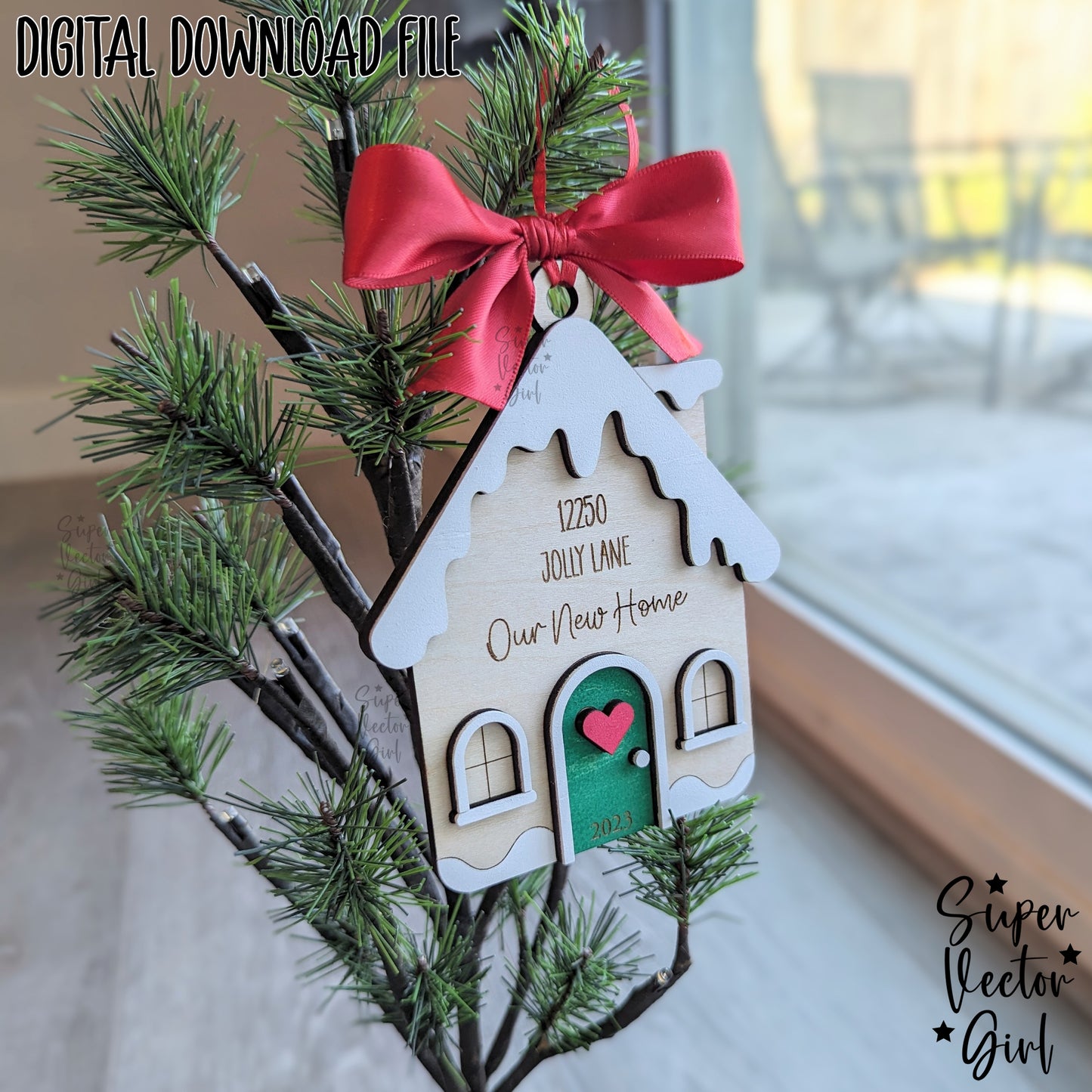 New Home Christmas Ornament, First Home, House Warming Gift, Realtor Agent Closing Gifts, Custom Personalized, SVG, Laser Cut File, 2024