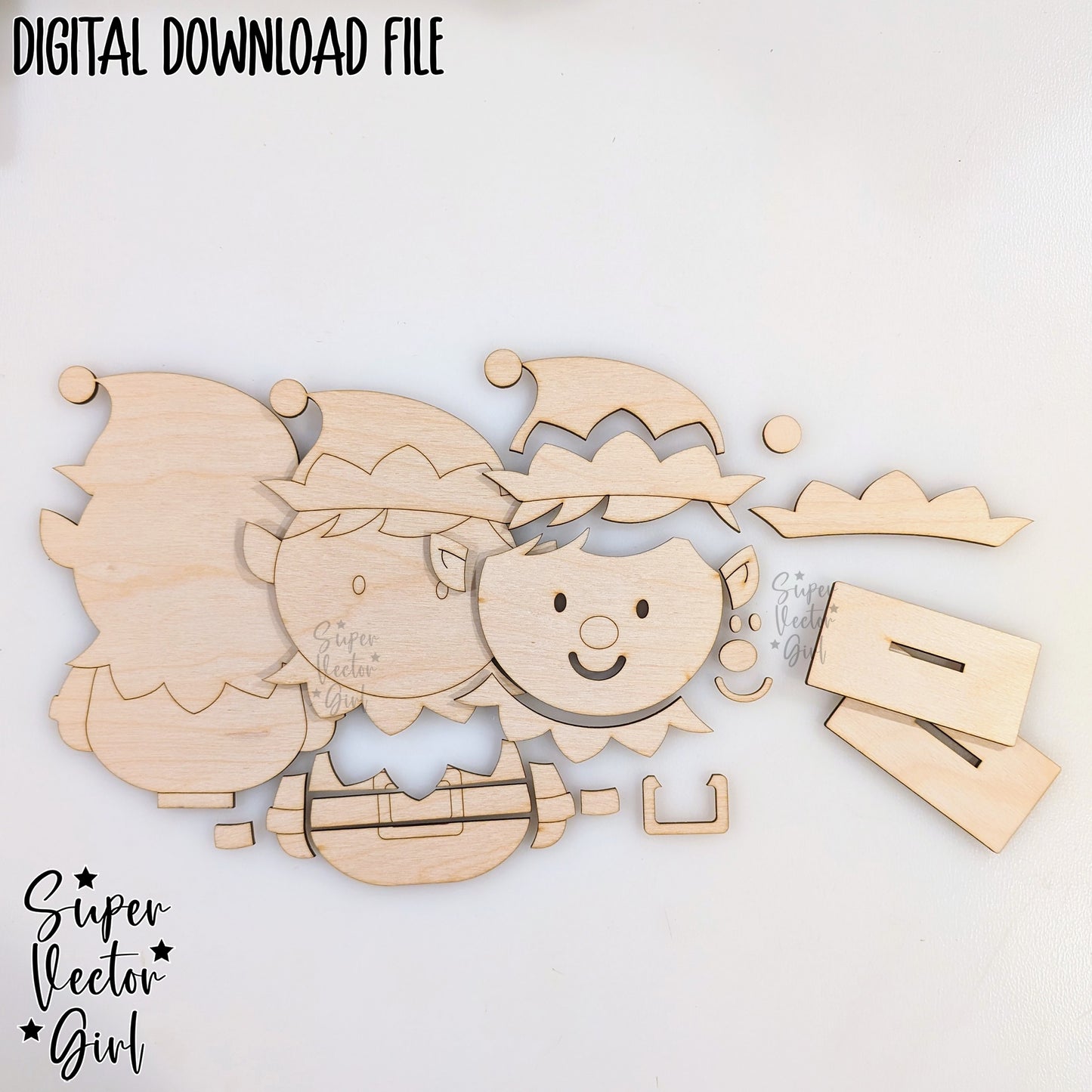 Cute Christmas Elf Shelf Sitter Sign, SVG, Laser Cut File, Glowforge xTool files, Porch Sign, Home Decor, Table Mantle Decoration, Winter Holidays