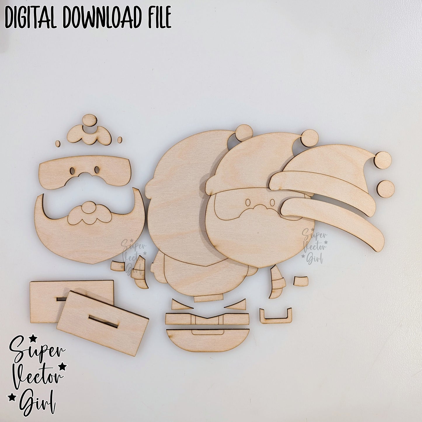Cute Christmas Santa Shelf Sitter Sign, SVG, Laser Cut File, Glowforge xTool files, Porch Sign, Home Decor, Table Mantle Decoration, Winter Holidays