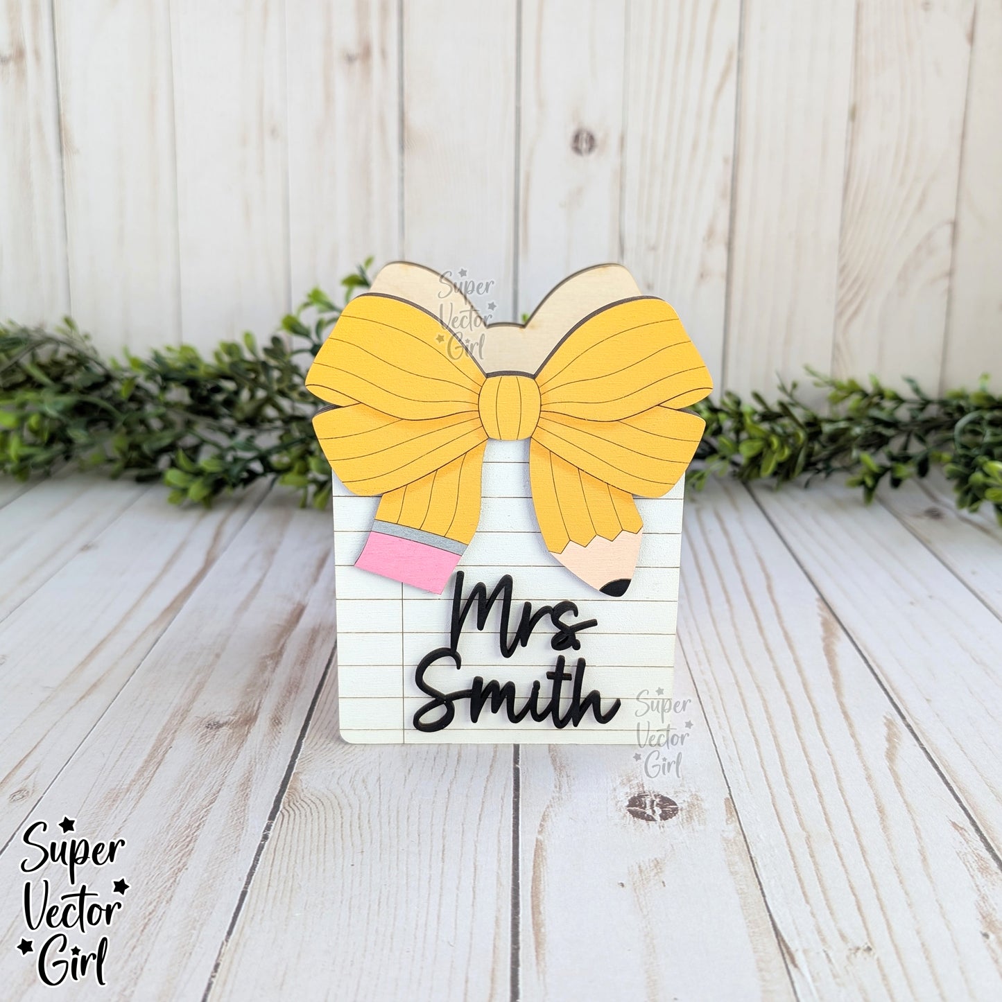 Pencil Bow and Notebook Paper Pen Cup Holder SVG File, Desk Organizer, Personalized Teacher Appreciation Gift, Digital Laser Cut File, Desk Pens Holder, Storage Cup Basket, xTool Glowforge files, Custom Name