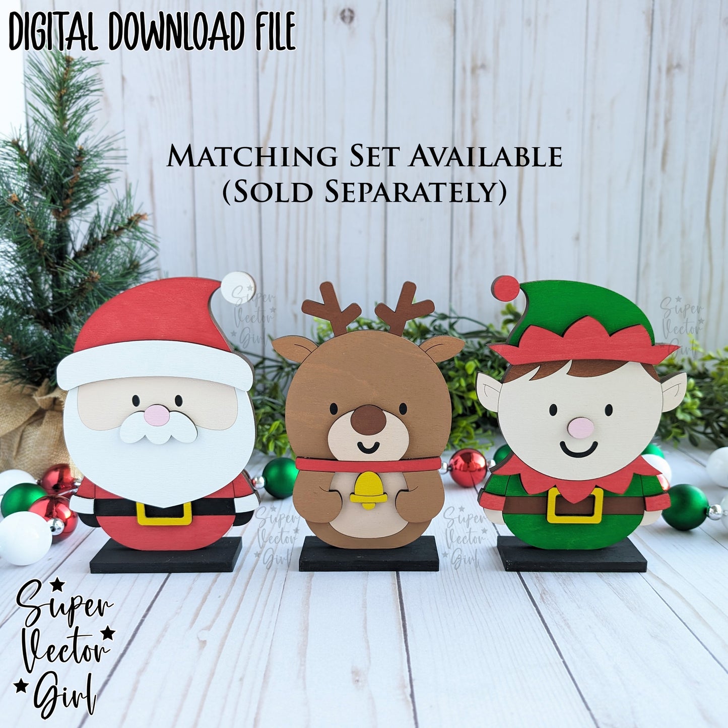Cute Christmas Reindeer Shelf Sitter Sign, SVG, Laser Cut File, Glowforge xTool files, Porch Sign, Home Decor, Table Mantle Decoration, Winter Holidays