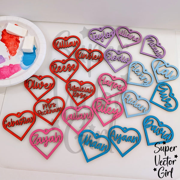 Valentine's Day Heart Name Tag, SVG, Laser Cut File Files, Heart Shape ...
