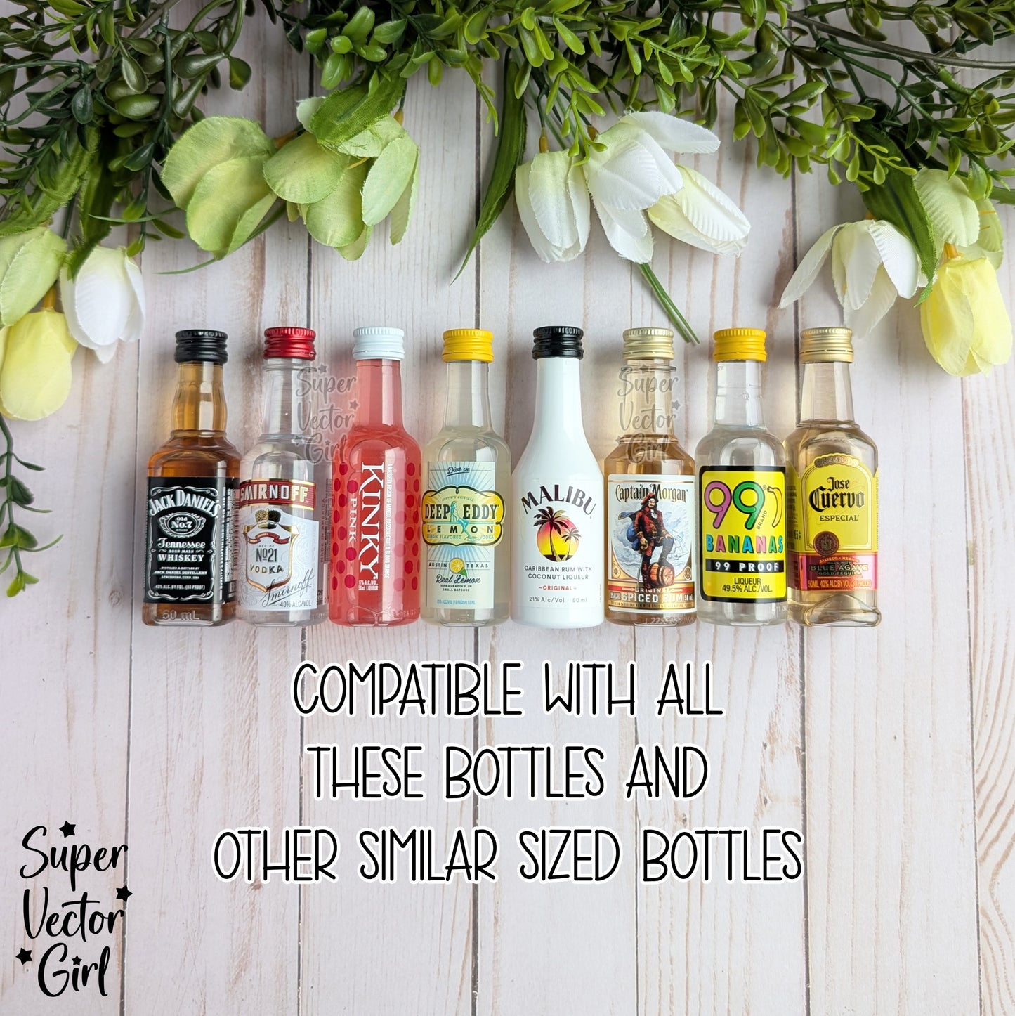 Ghost Bottle Shooter Holder, Mini Booze Holder for Halloween, SVG, Laser Cut File, Mini Alcohol Shot Bottle Gift, Small Round or Square Booze Bottle Shot Shooters, Alcohol 50 ML Shooters, Mini Liquor Holder
