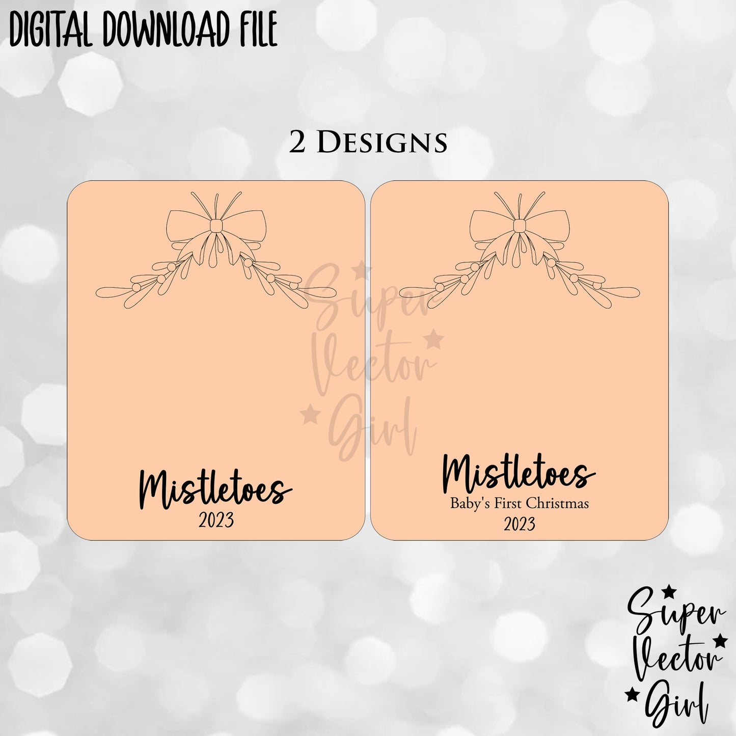 Christmas Footprint Mistletoes Keepsake, SVG, Laser Cut File files, bouquet, floral, DIY gift, kids kid, Baby's First Christmas, Mistle toes board print