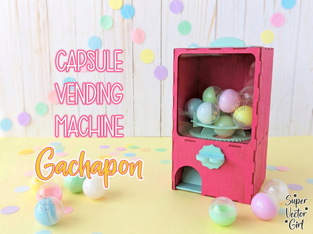 Gachapon Machine | Capsule Vending Machine | Every Turn Brings a Surprise, Laser Cut SVG File, Wooden Capsule Dispenser