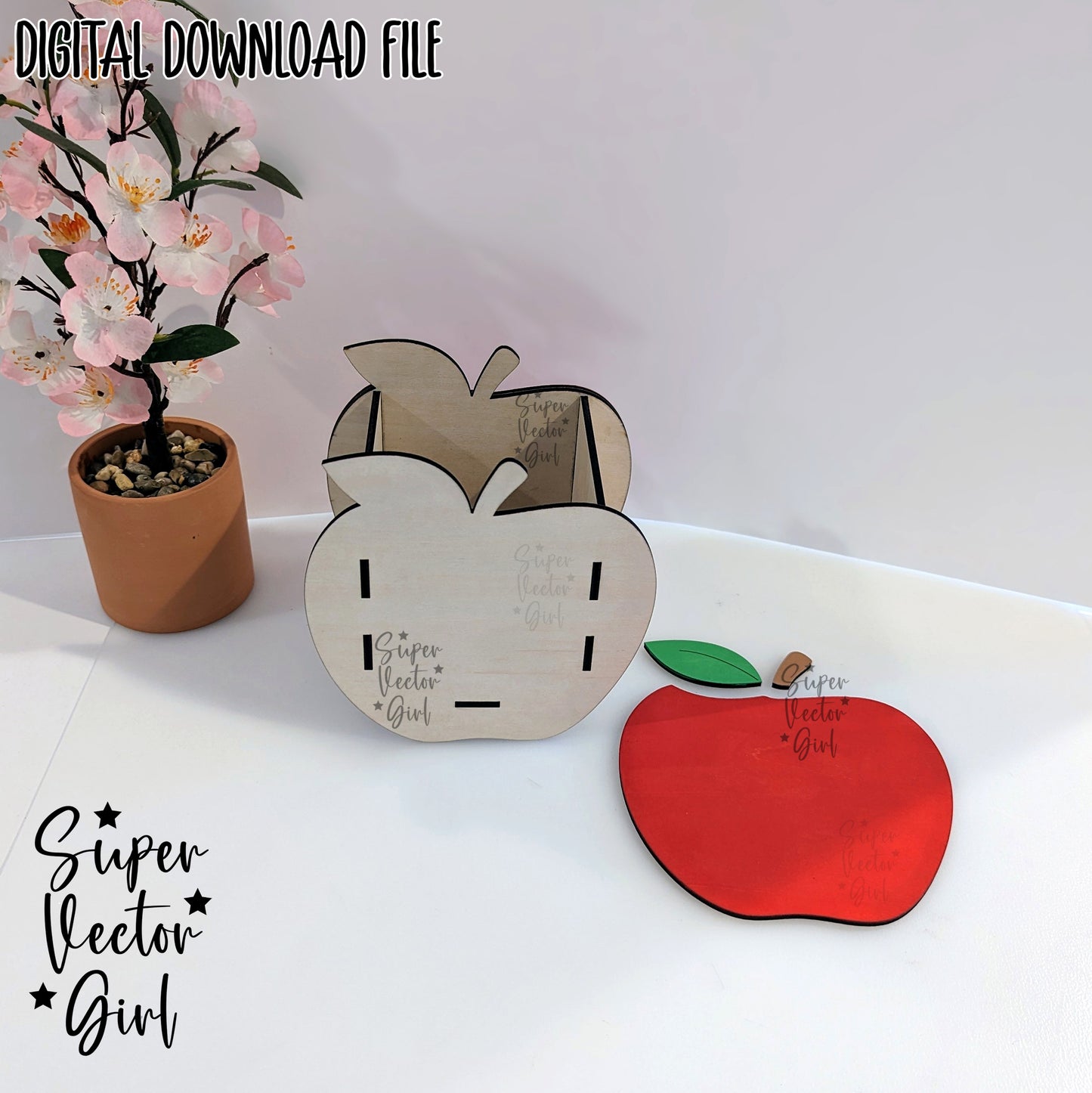 Apple Pencil Pen Cup Holder SVG File, Personalized Teacher Appreciation Gift, Desk Storage Basket, Digital Laser Cut File, xTool Glowforge files