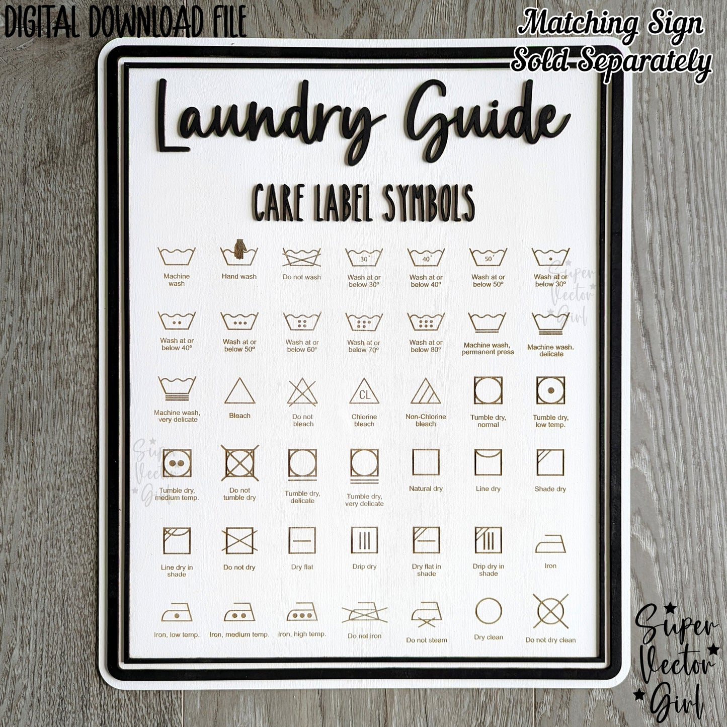 Laundry Room Self Service Door Hanger Sign, SVG, Laser Cut File, xTool Glowforge files, Wall Decor Accent, Home Decoration, Farmhouse Style Frame