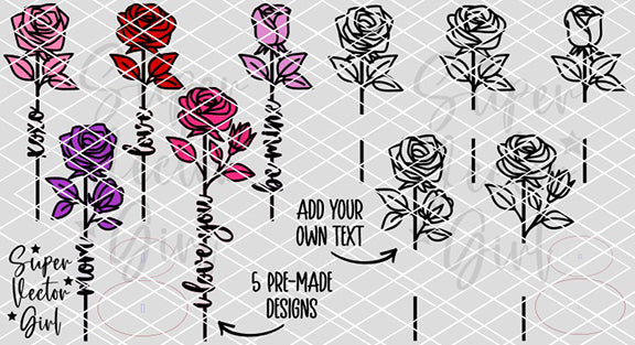 Rose Laser Cut File SVG Valentine's Day Mother's Day Anniversary Valentine Digital xTool Glowforge files Flower Personalized Name Text Love